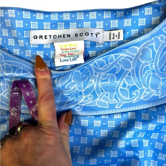 Gretchen Scott blue and white pattern dress 3/4 sleeve size XXS - Picture 4 of 10